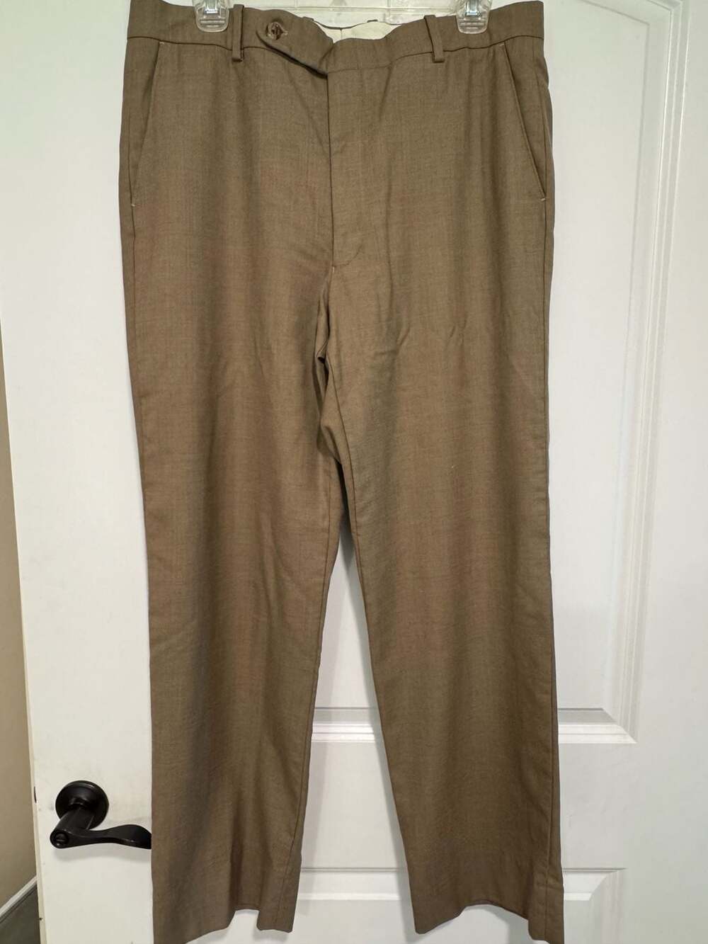 Custom Tailored Brown Dress Pants Straight Leg Career Office Approx 36W